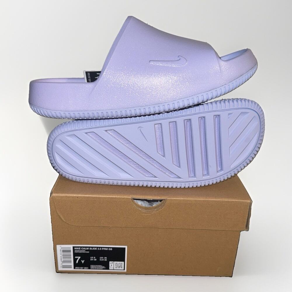 Nike Calm Slide 2.0 Premium GS Ghost IR5197-001 Size 7Y / Women’s 8.5 NWT New